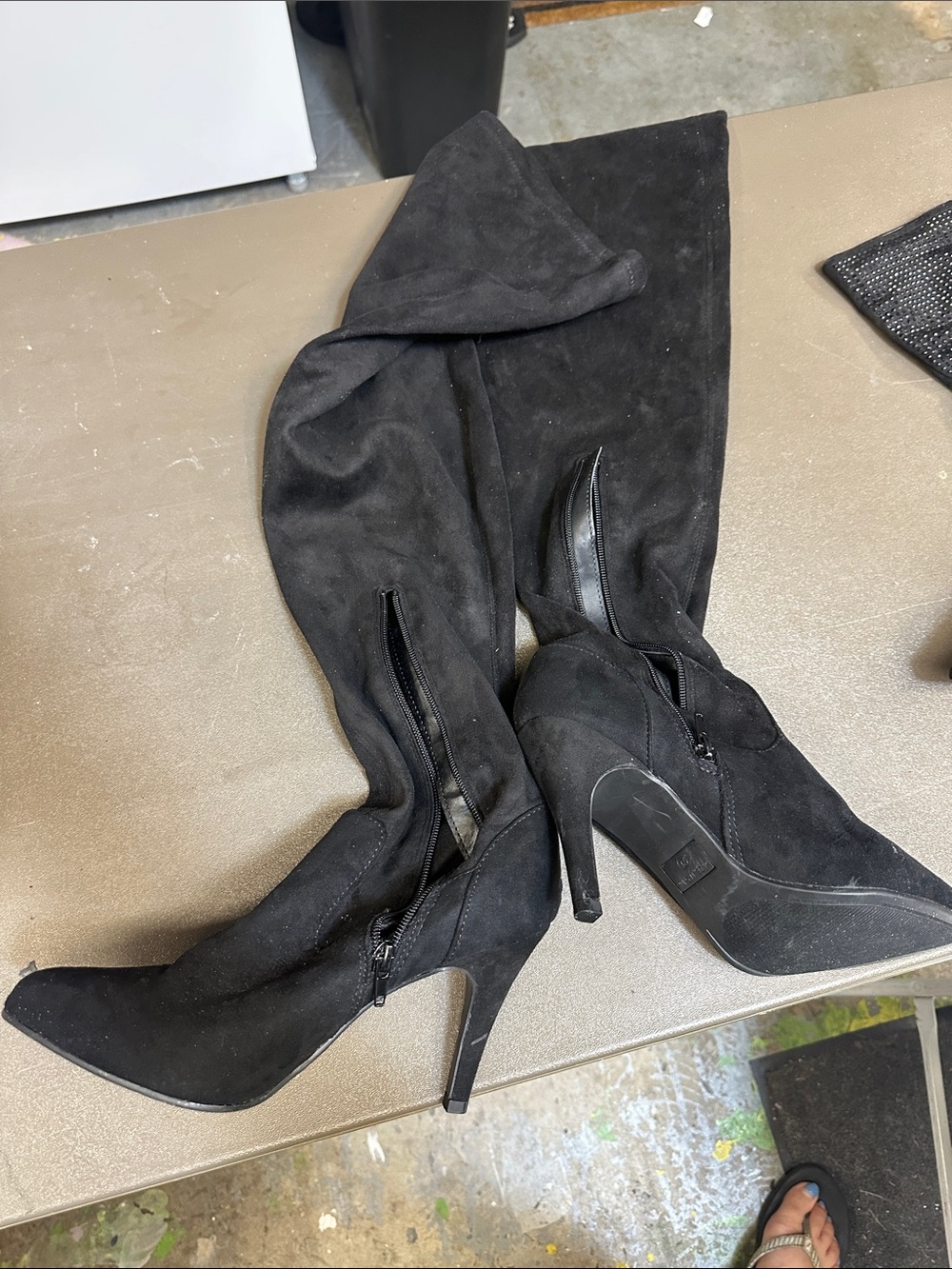 Black Suede Over-the-Knee Stiletto Boots size 9